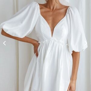 Selfie Leslie puff sleeve v neck mini dress